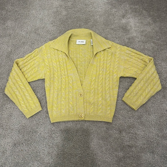 St. John Cable-Knit 100% Wool Maxi Two-Piece Set in Yellow Size XSmall - Picture 3 of 10